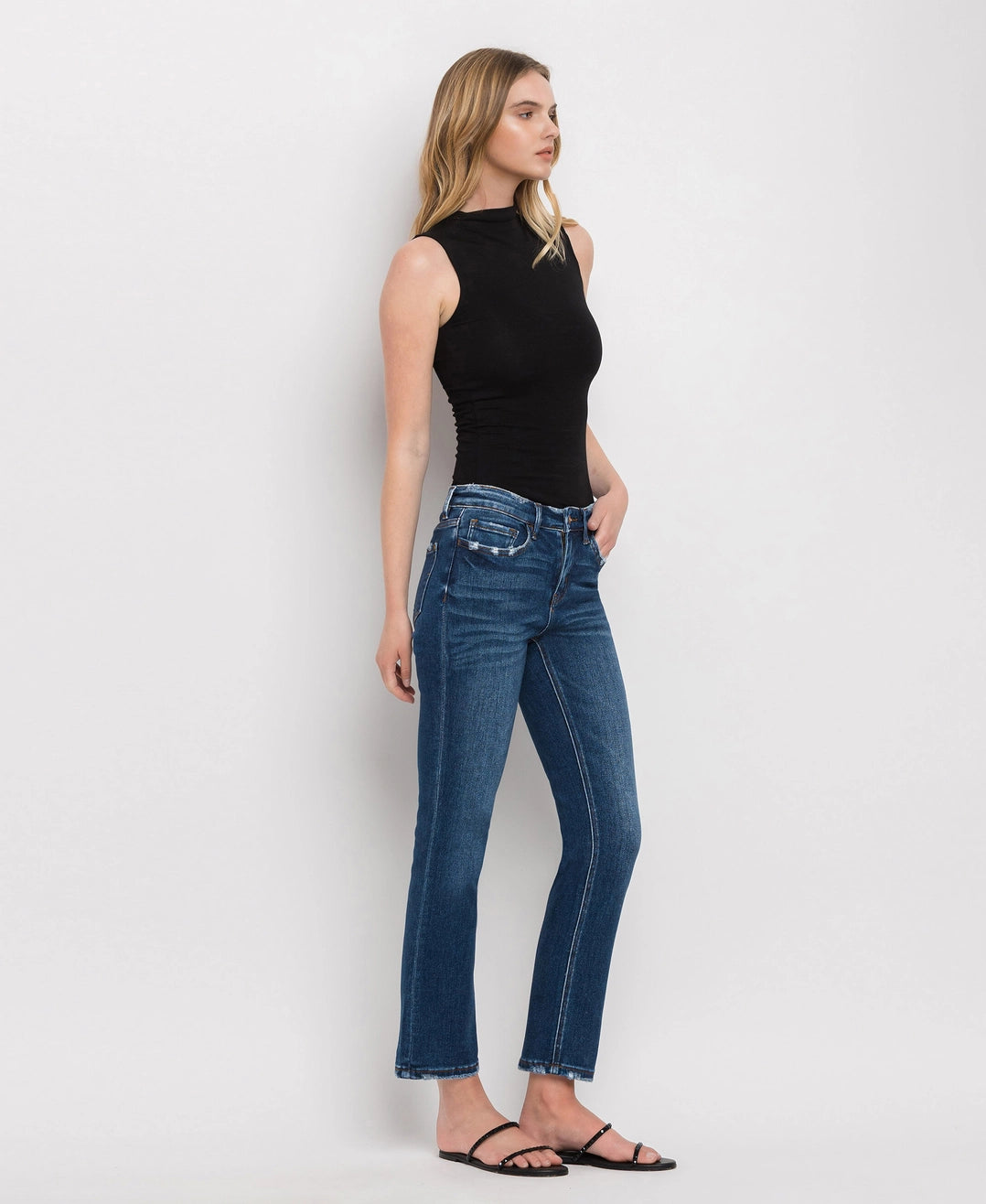 Mid Rise Ankle Slim Straight Jeans F4999