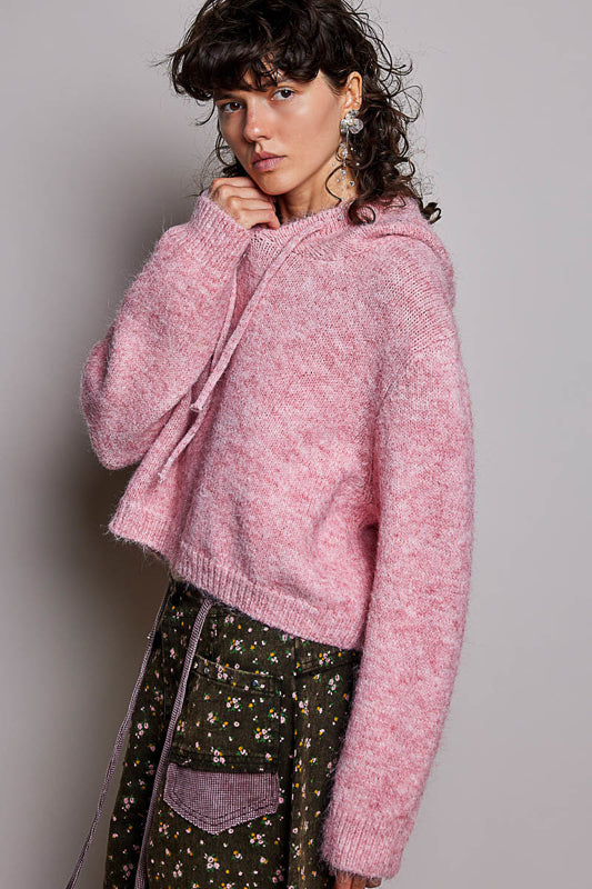 Pink Knit Hood Sweater