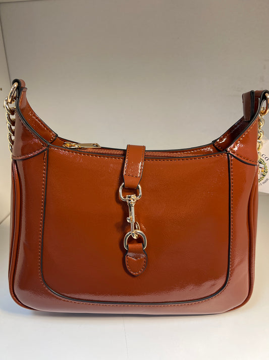 Patent Vegan Leather Shoulder Chain Bag