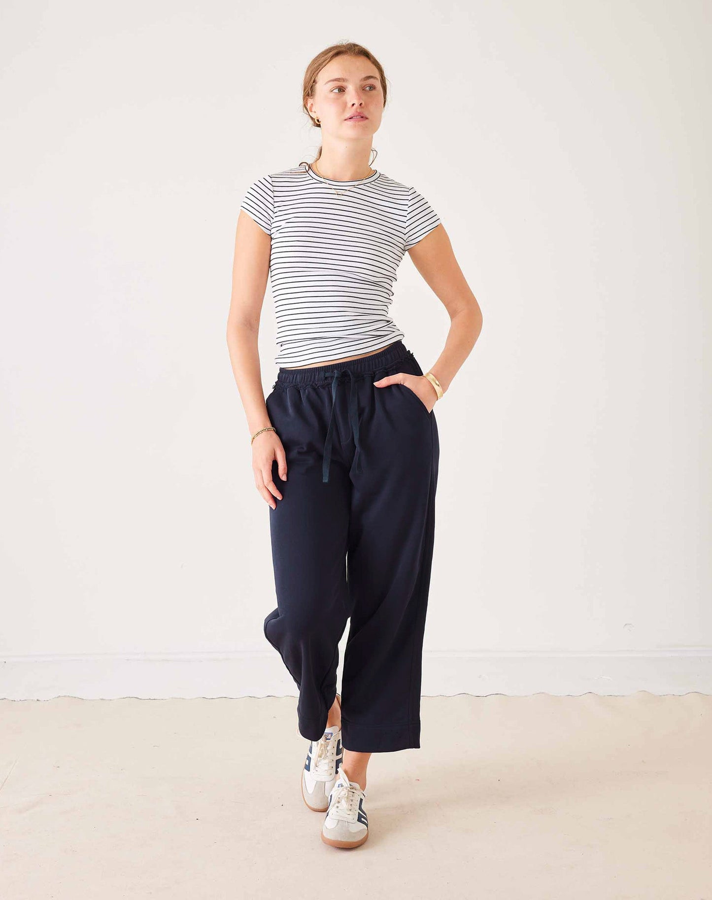 Navy Frenchie Wide Leg Pant