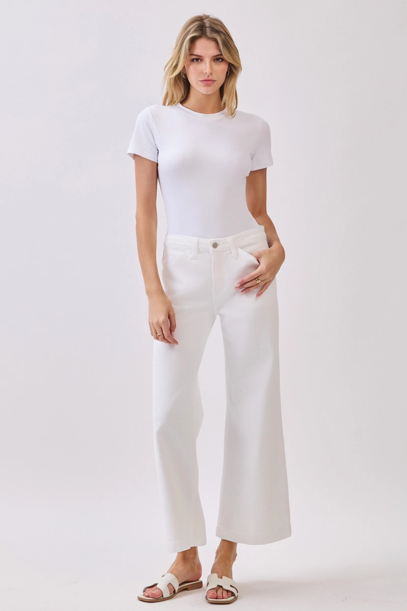 White Genoa Slant Pocket Crop Jean