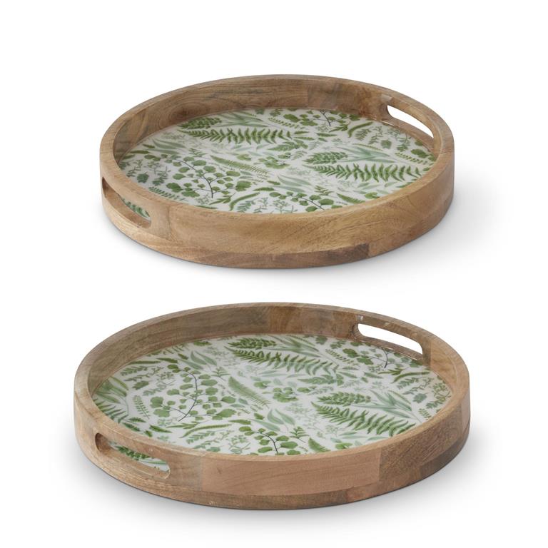 Fern Enameled Wood Trays