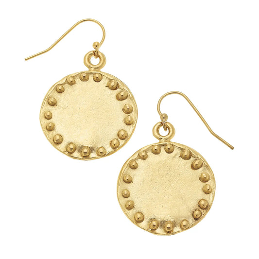Gold Circle with Dots Earrings