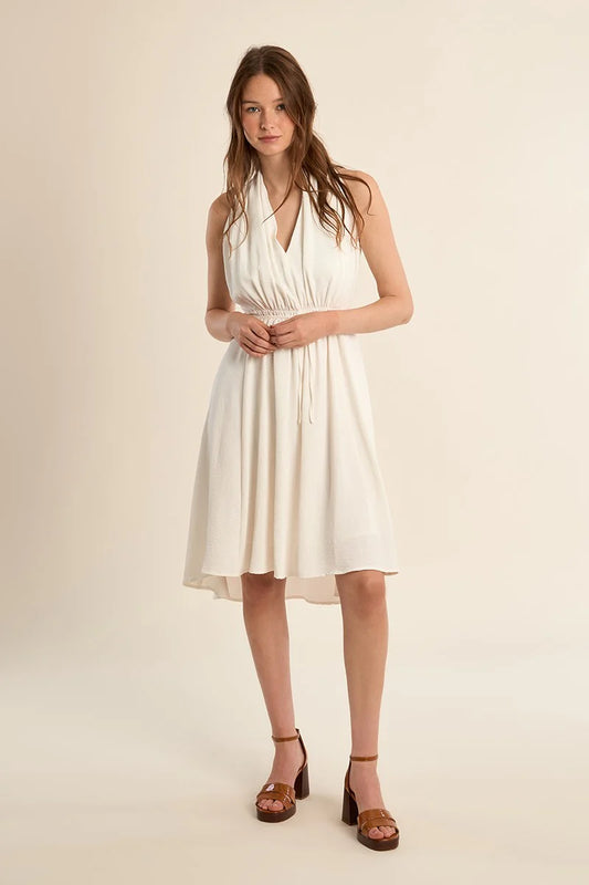 MB White Aysmetrical Dress