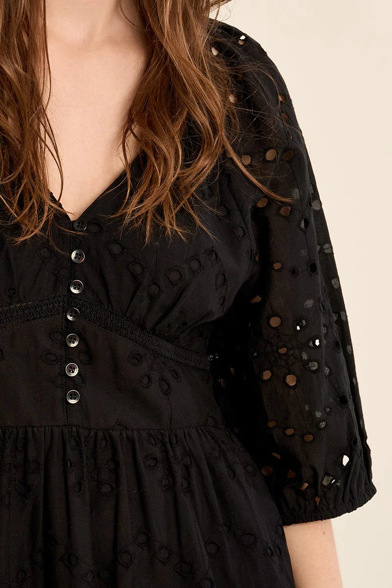 MB Black Embroidered Dress