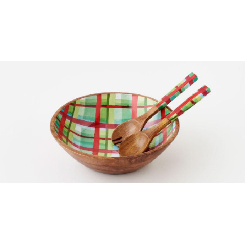 Plaid Salad Bowl w/Server