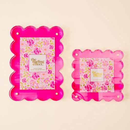 Hot Pink Scalloped Square Frame