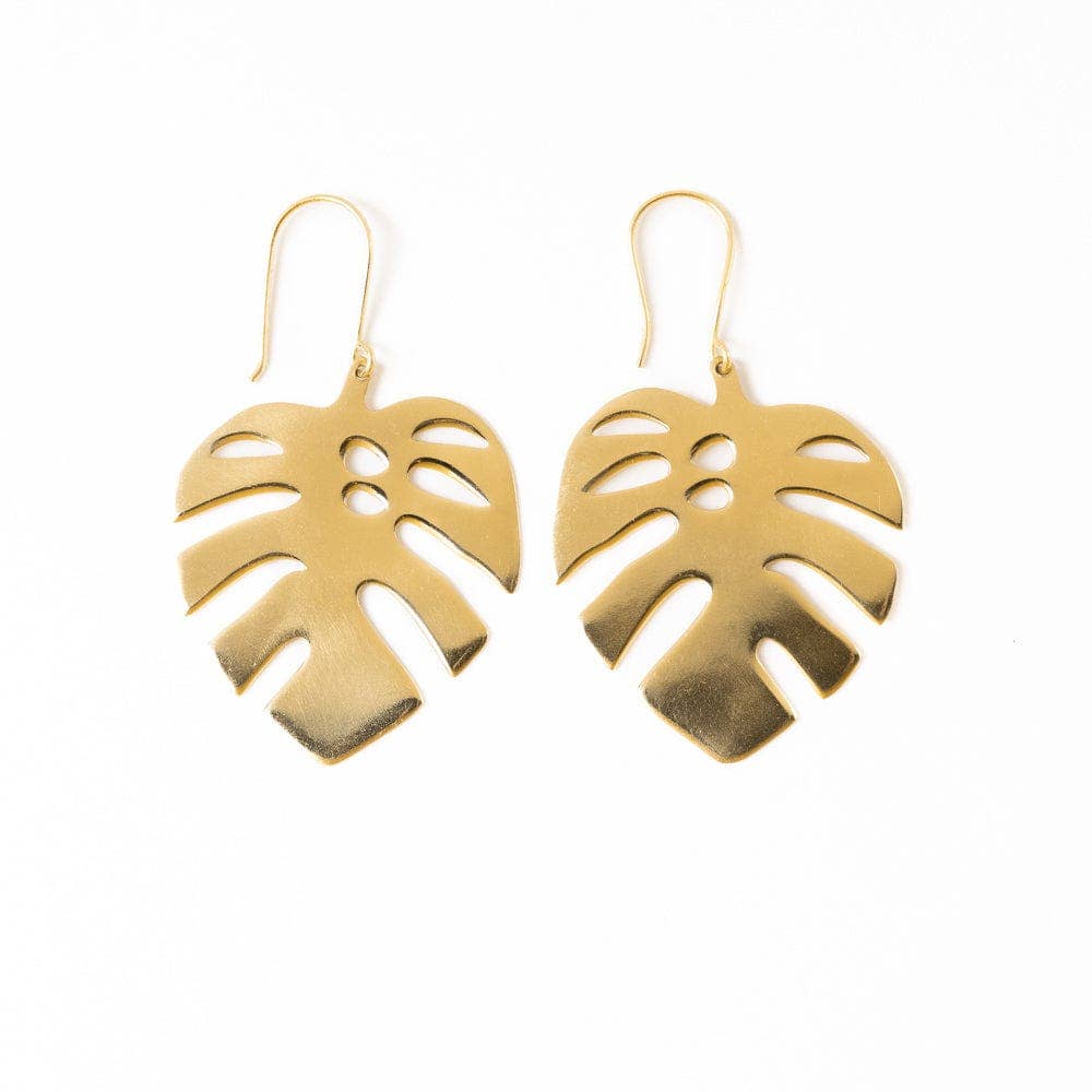 Flora Monstera Leaf Earrings