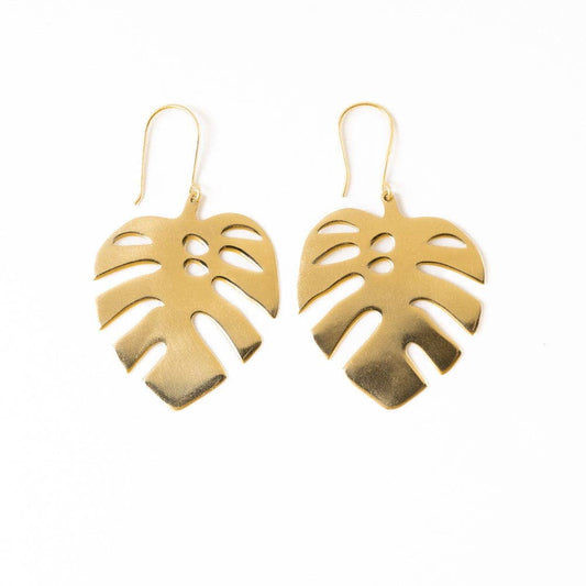 Flora Monstera Leaf Earrings