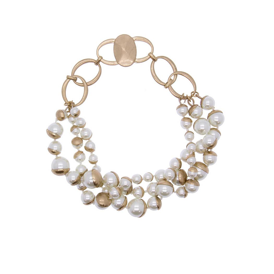 Pearl Gold Multi strand Necklace