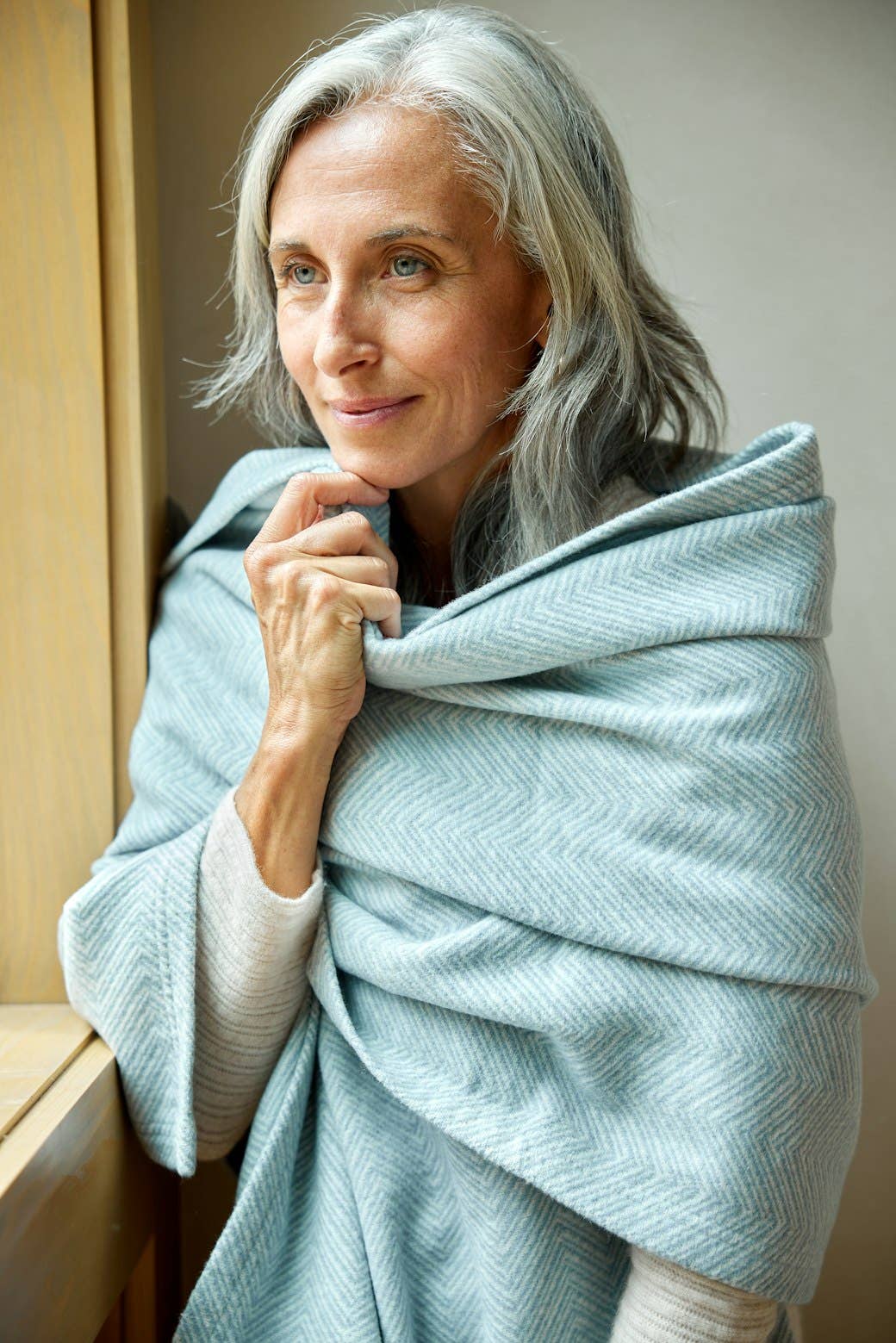 Fog Herringbone Shawl