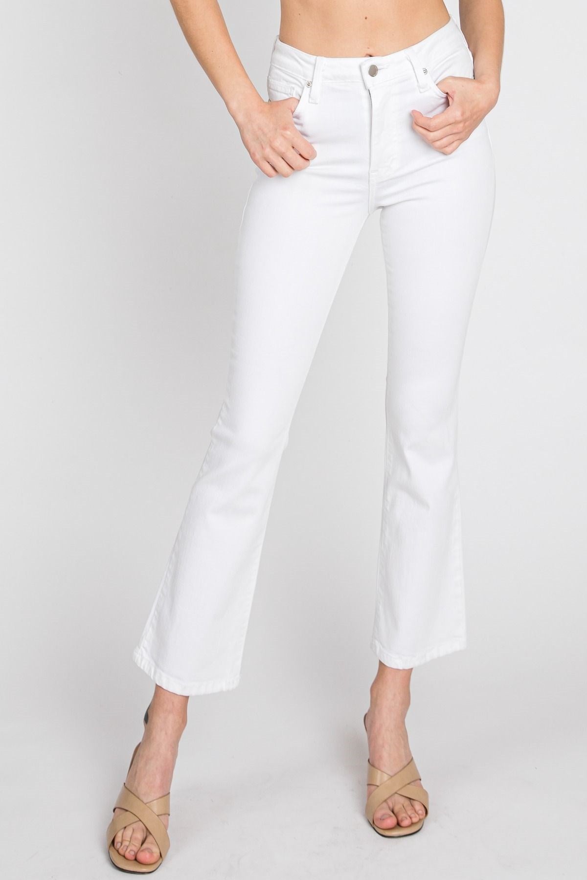 White Bambino Crop Baby Flare Jeans