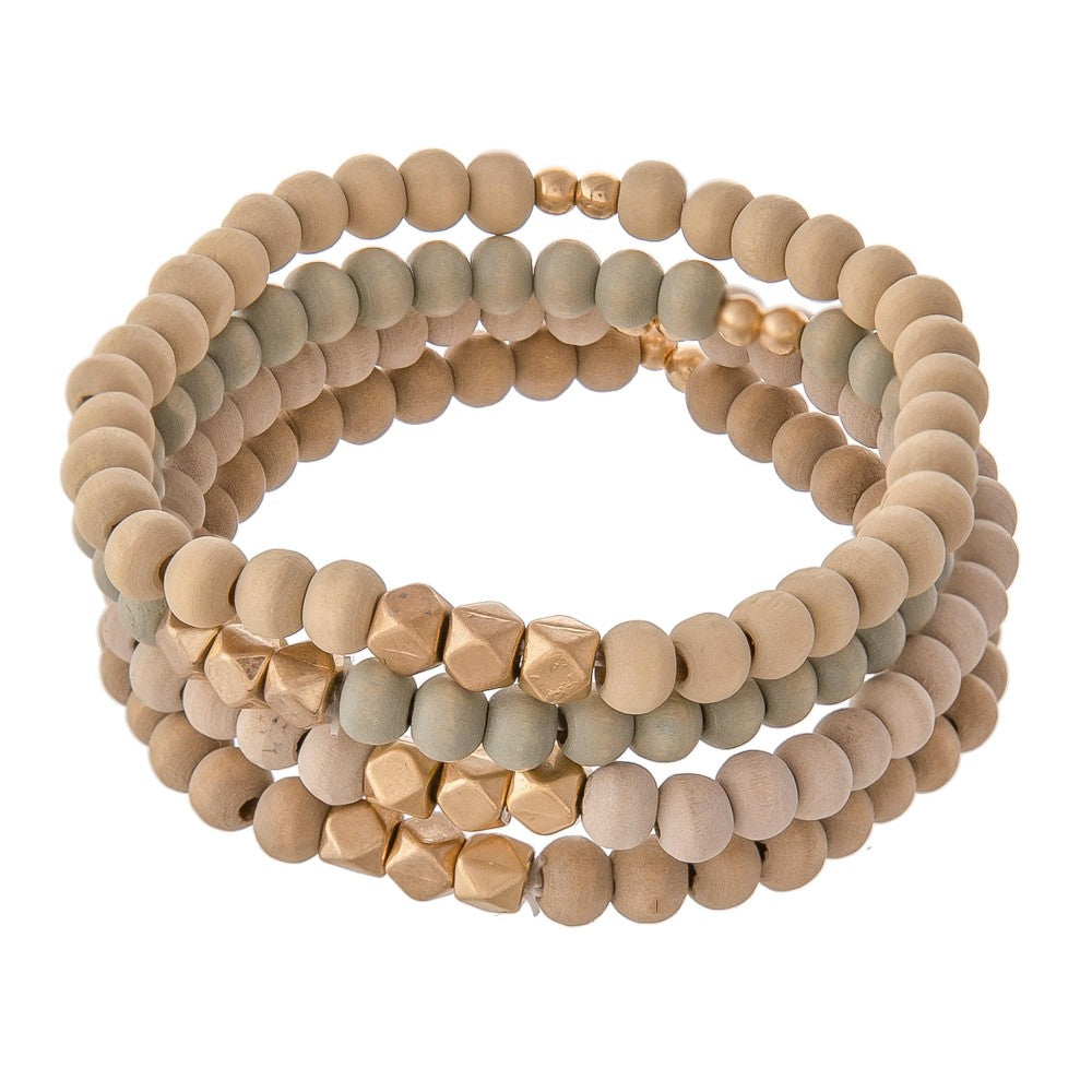 Wood Beaded Stretch Bracelets
