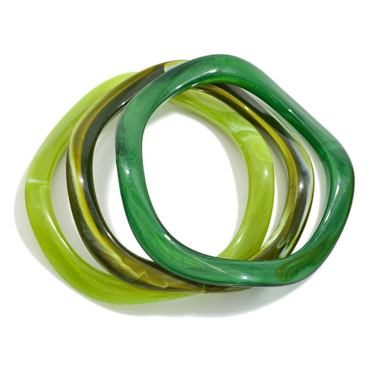 Three Wavy Acetate Bangle Bracelets