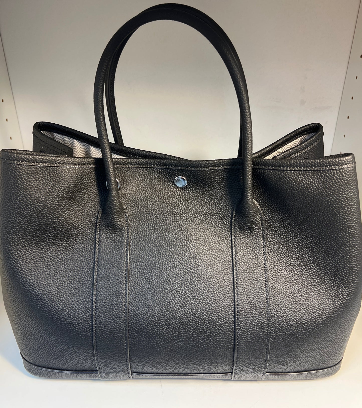 Vegan Leather Silver Tote Bag