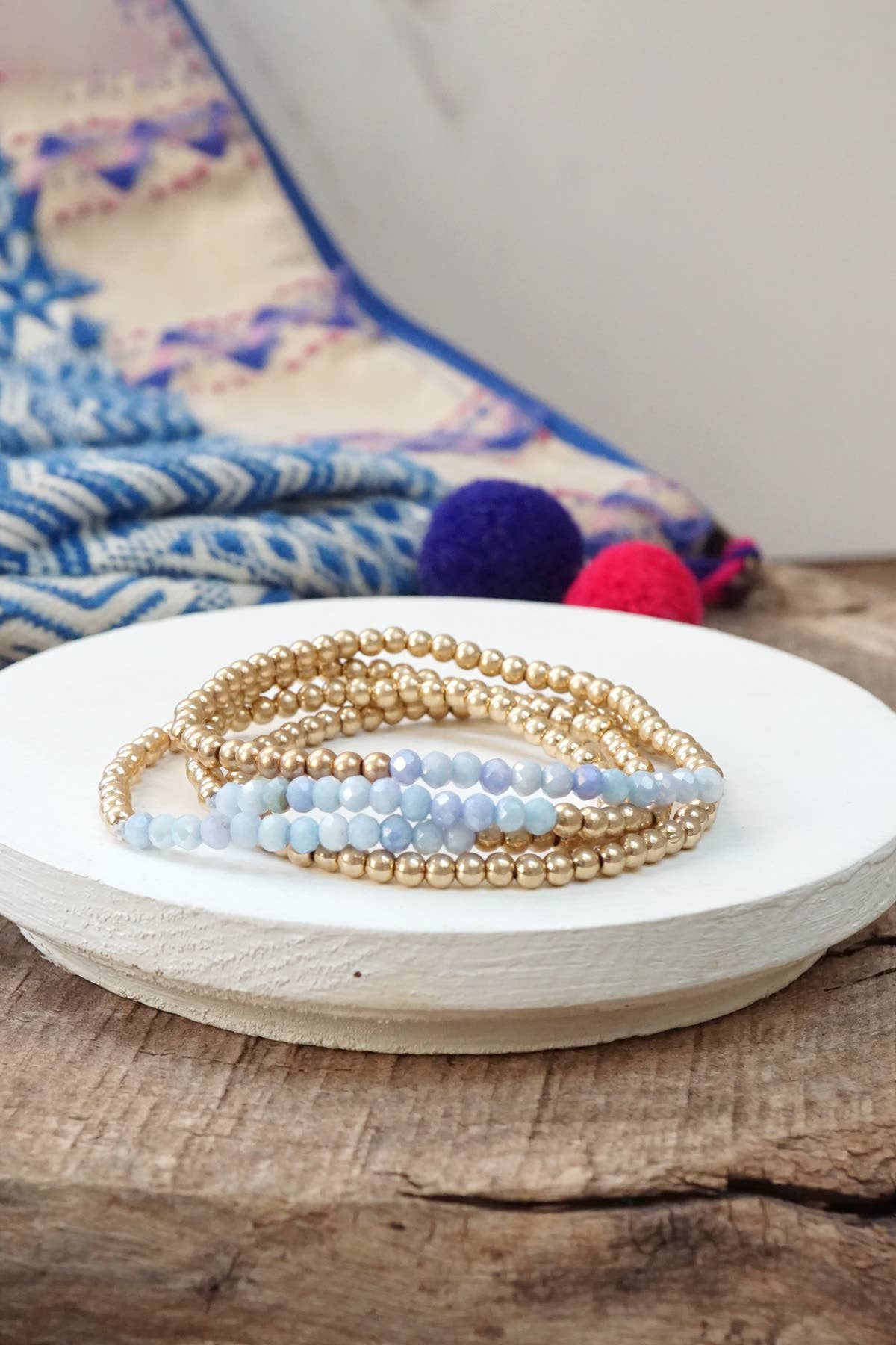 Gold Glass Beads Bracelet Stack