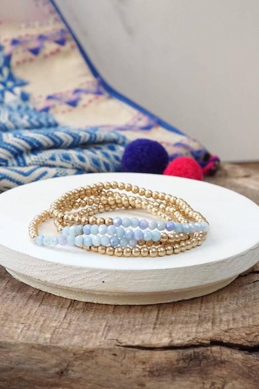 Gold Glass Beads Bracelet Stack