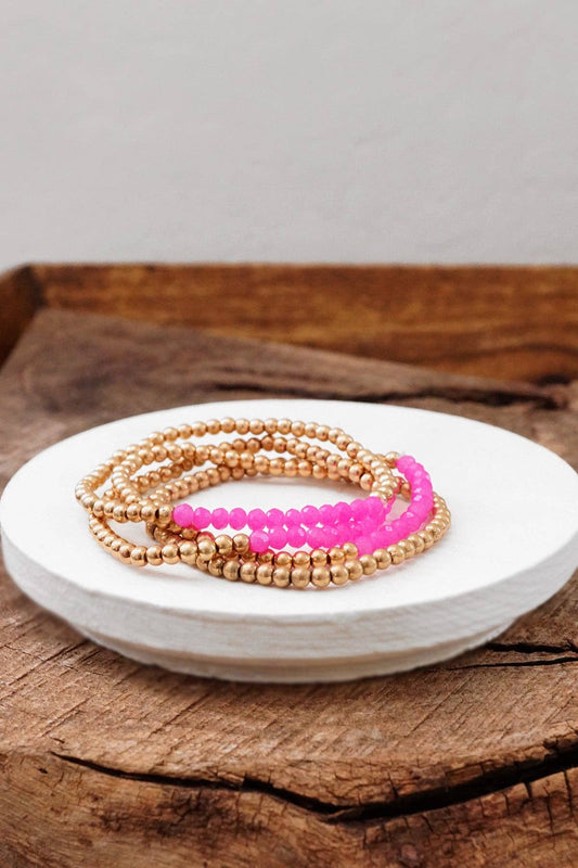 Gold Glass Beads Bracelet Stack