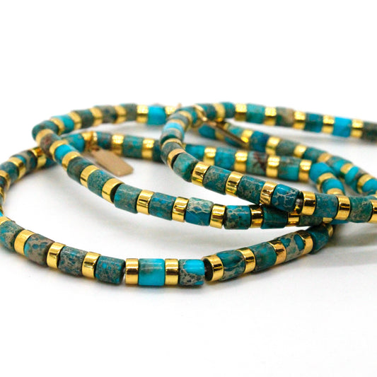 Turquoise Gold Stretch Bracelet