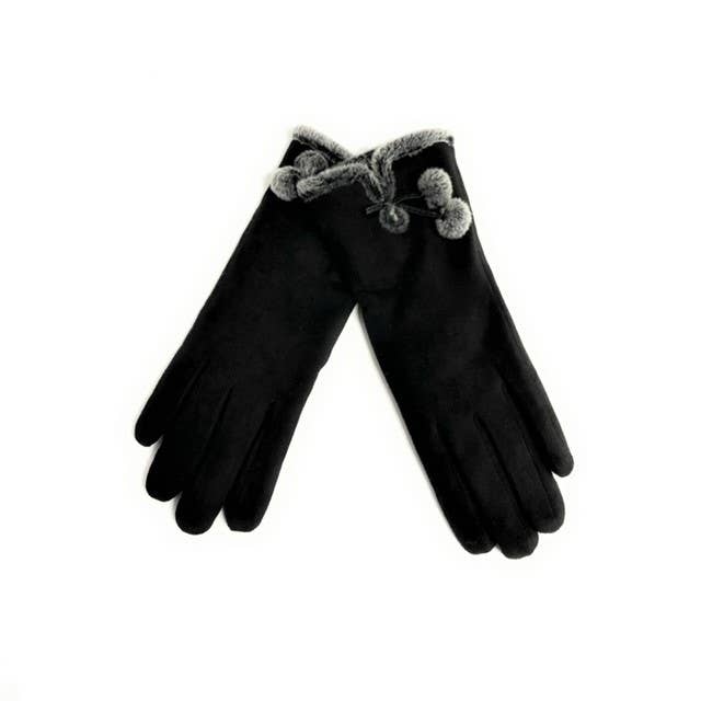 Pom Pom Ellie Faux Suede Gloves