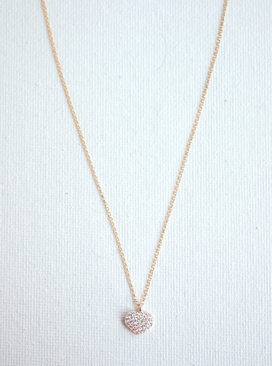 Mini Cz Pave Heart Necklace