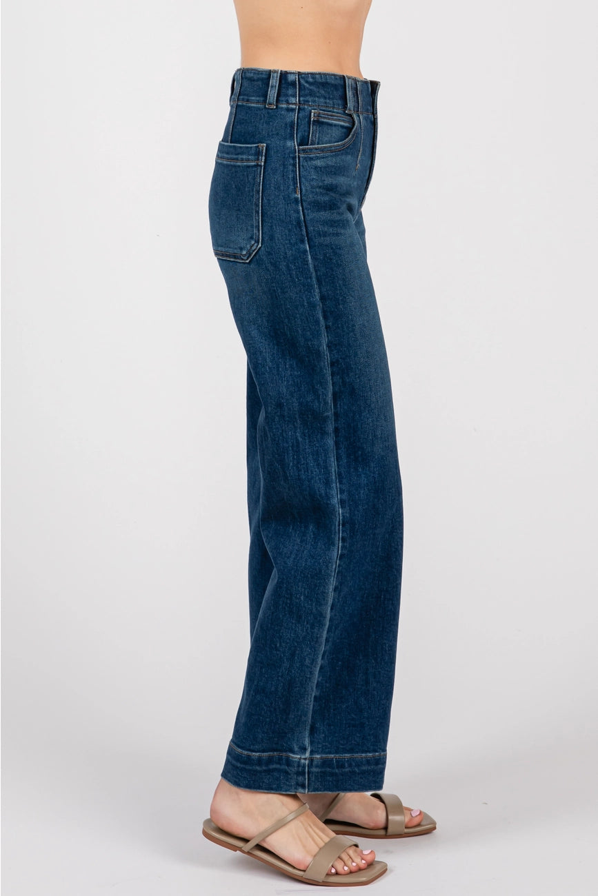 A-Line Dark Darted Jeans