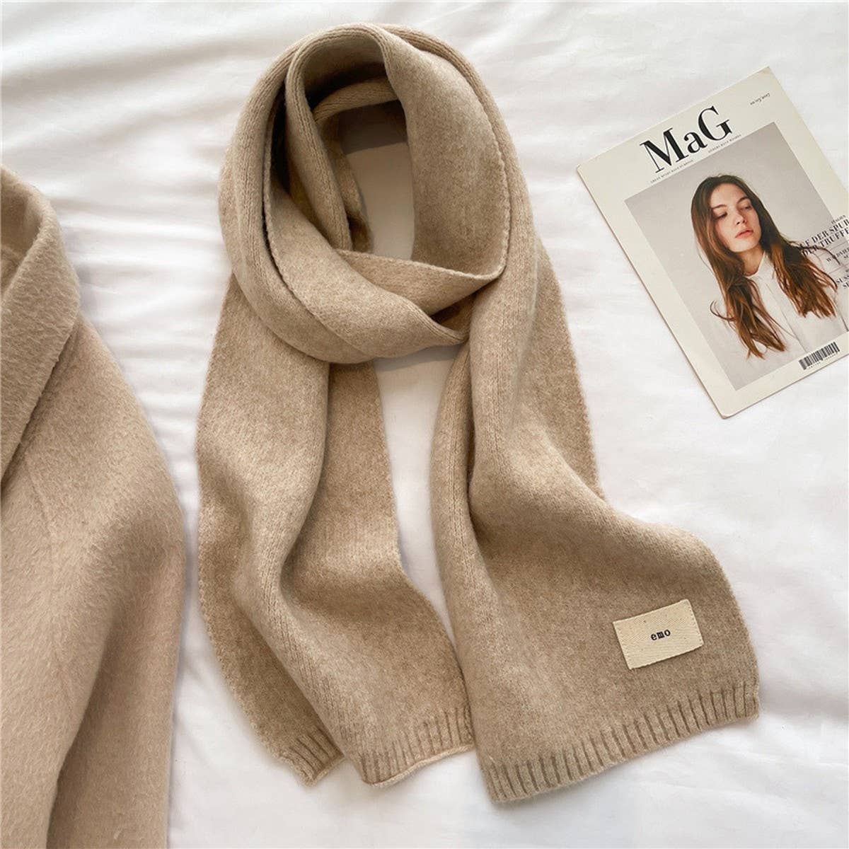 Solid Knit Wrap Scarf
