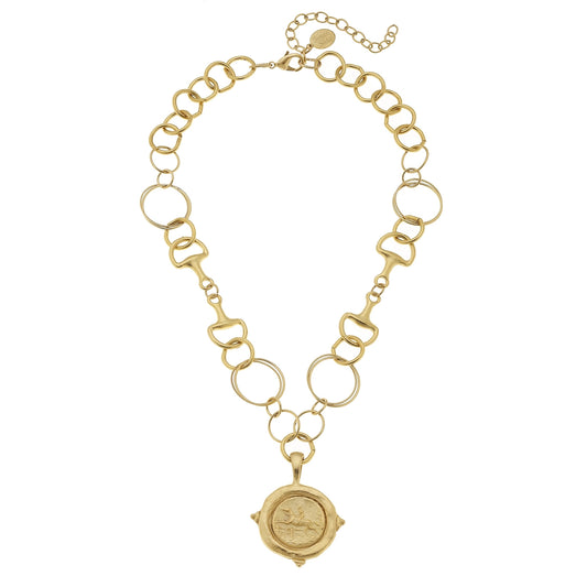 Gold Equestrian Horse-Bit Necklace