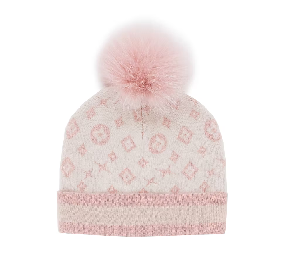 Pink Pattern Pom Hat