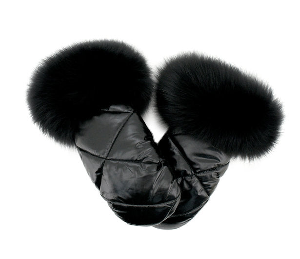 Black Fur Mittens