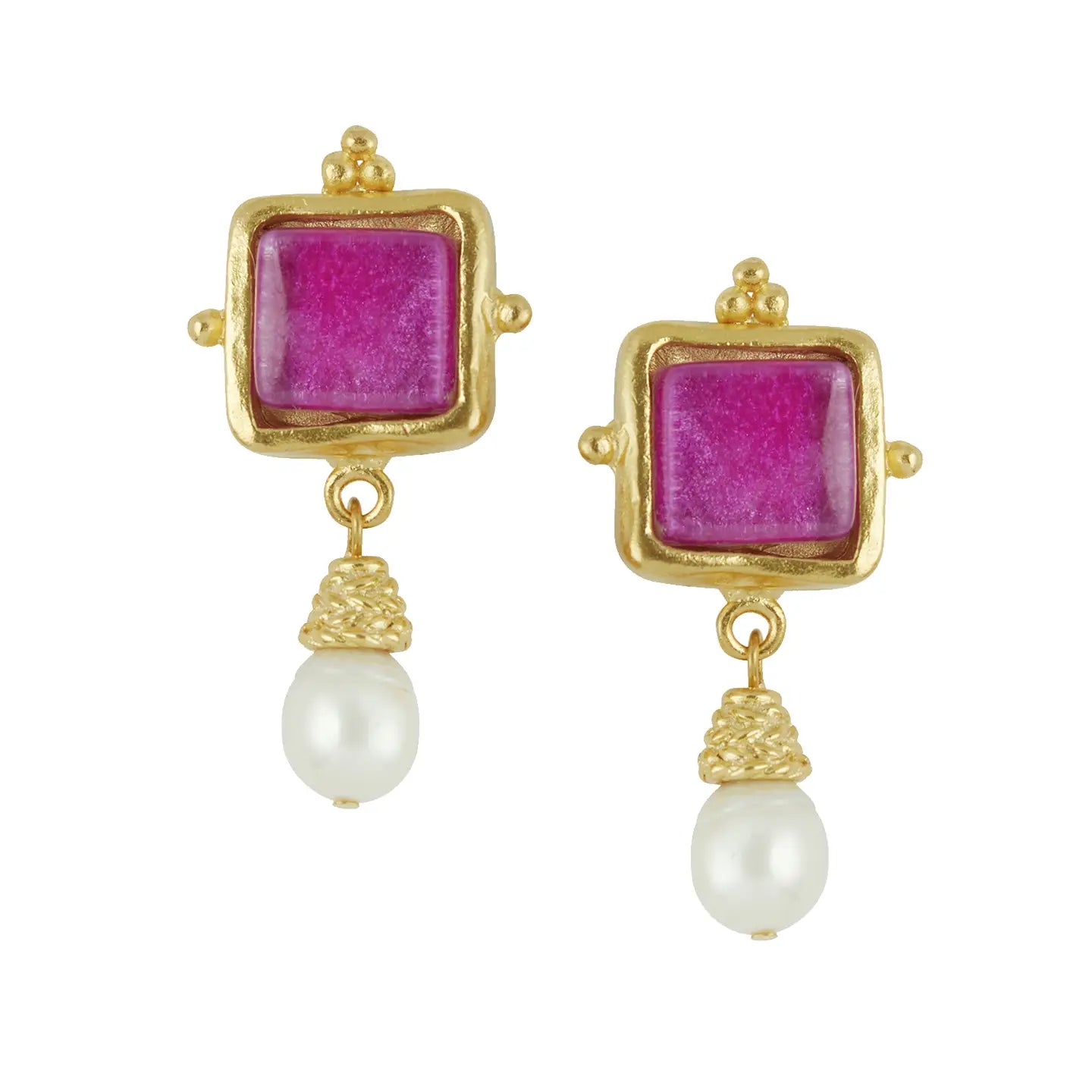 Fuchsia Pearl Earrings