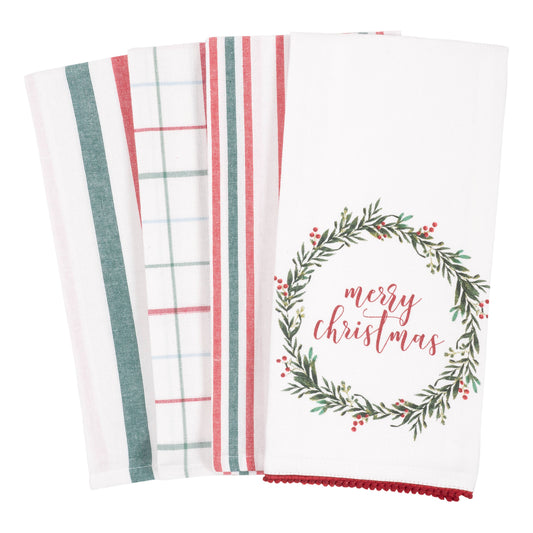 Merry Christmas Wreath Towel