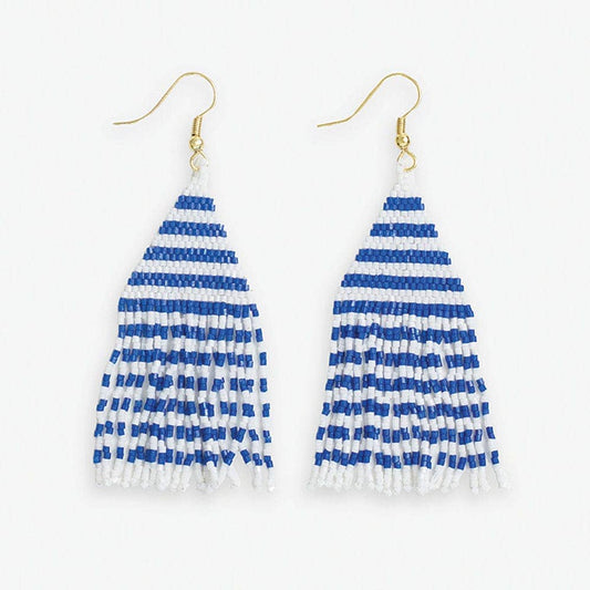 Lexie Blue Stripe Fringe Earrings