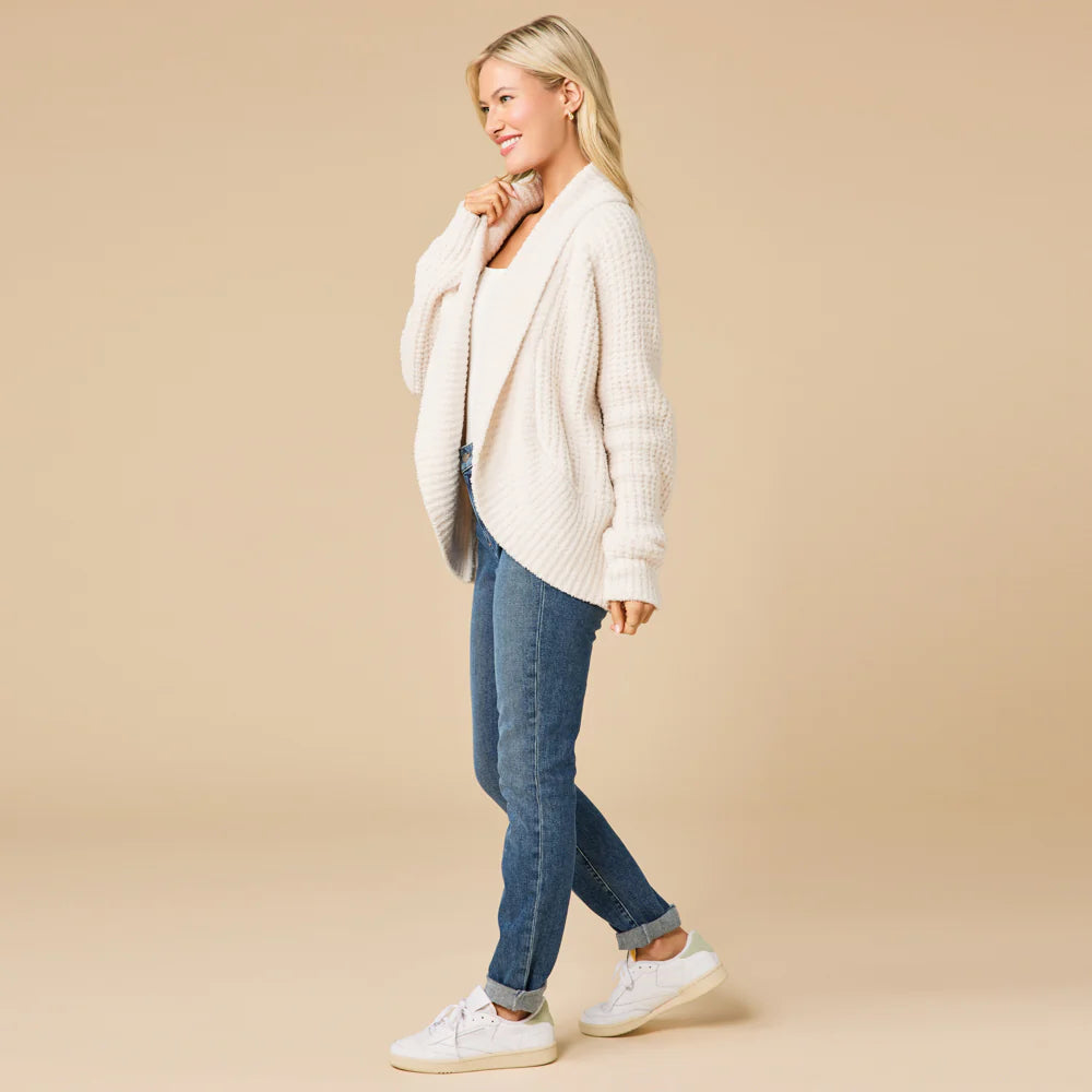 Almond Waffle Marshmallow Cocoon Cardigan