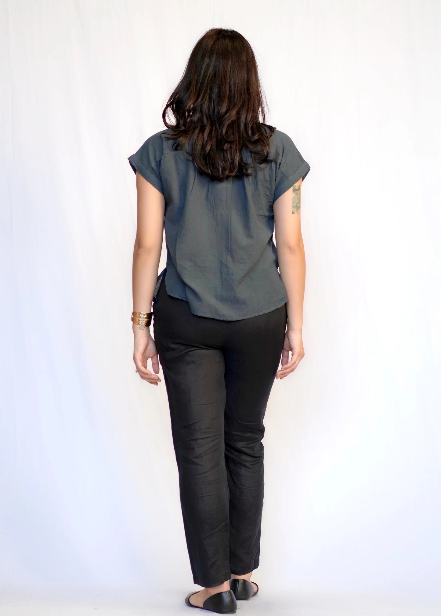 Erisha Charcoal Short Sleeve Top