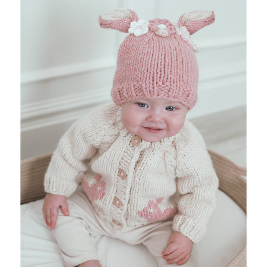 Rosy Flower Bunny Beanie