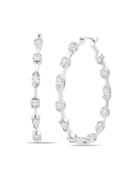 Lavish Cubic Zirconia Hoop Earrings in Platinum - 9011619E00CZ