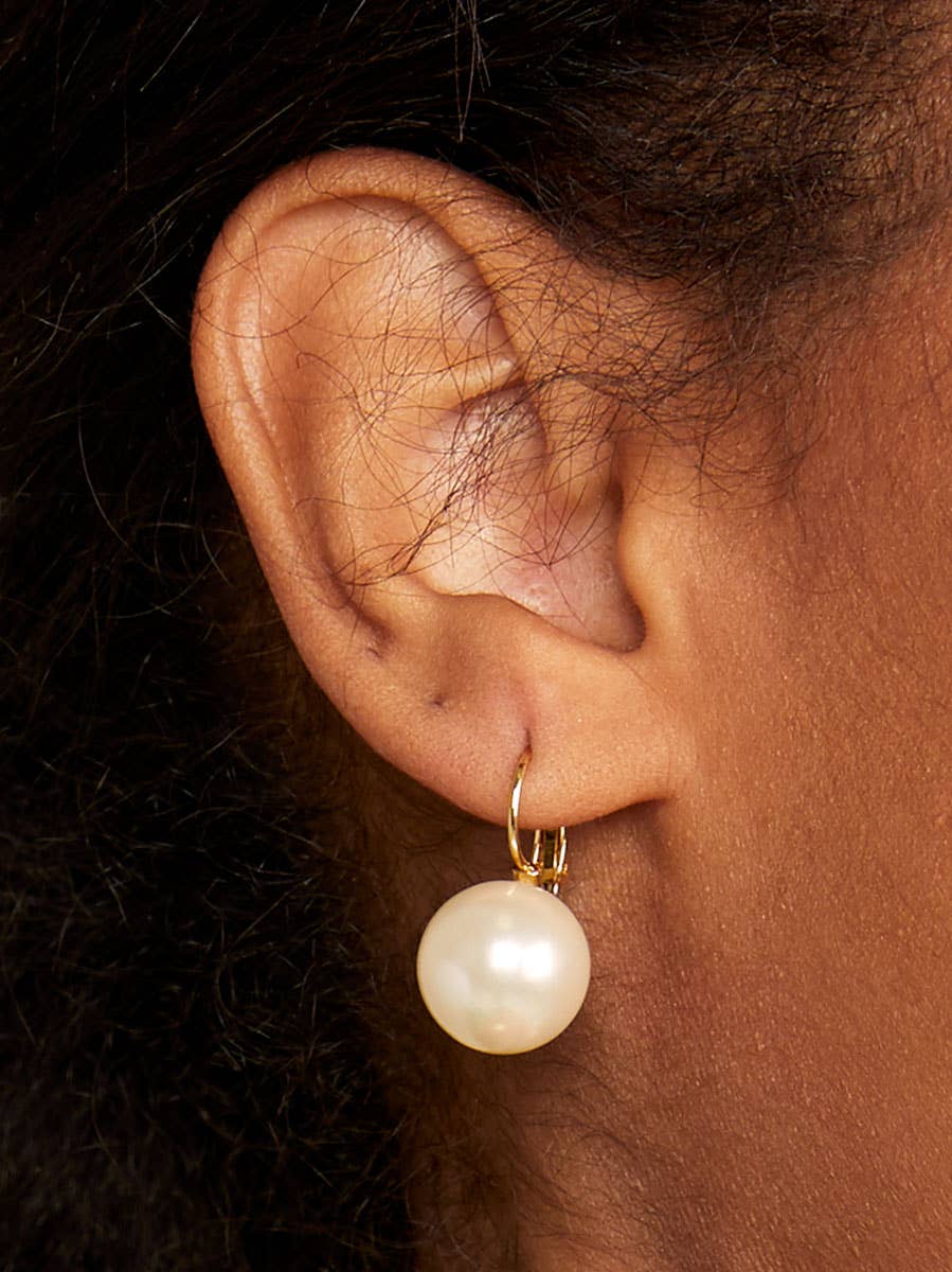Single Pearl Drop Earring With Silver Accents