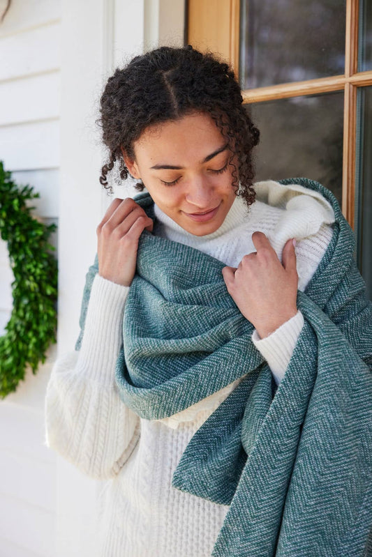 Evergreen Herringbone Shawl