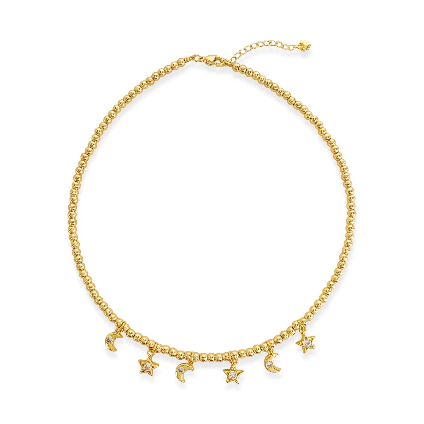 Beaded Star Moon Gold Necklace