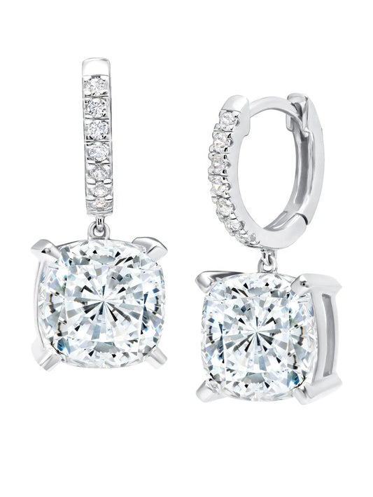 8.25ct Cushion Cut Drop Earrings in Platinum - 9011087L00CZ