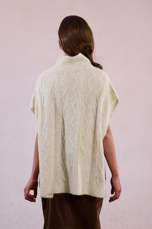 MB Off White Knitted Poncho