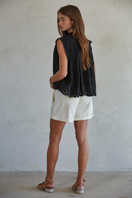 Adva Eyelet Buttondown Top