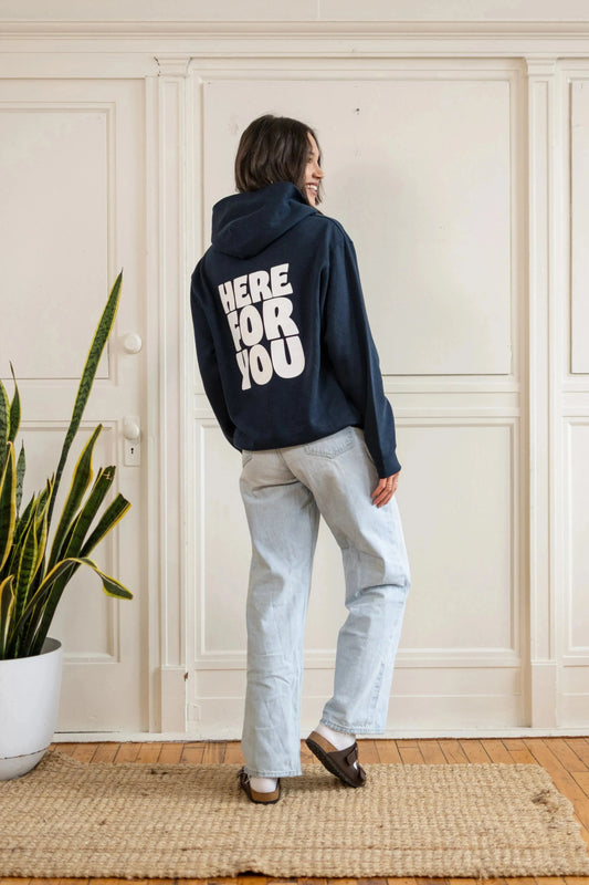 Here For You Navy Hoodie