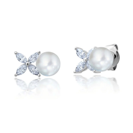.8ct XOXO White Pearl Earrings in Platinum - 9012722E00PL