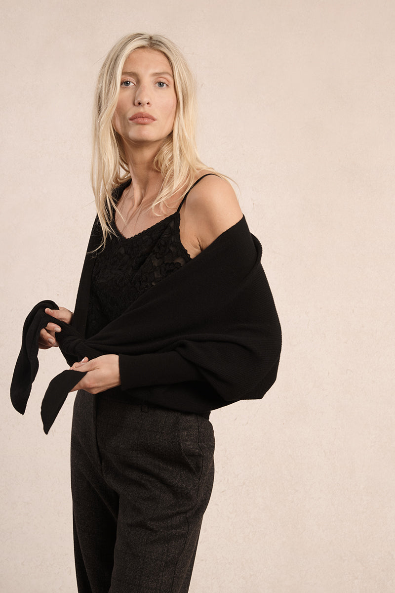 MB Black Tie Front Sweater