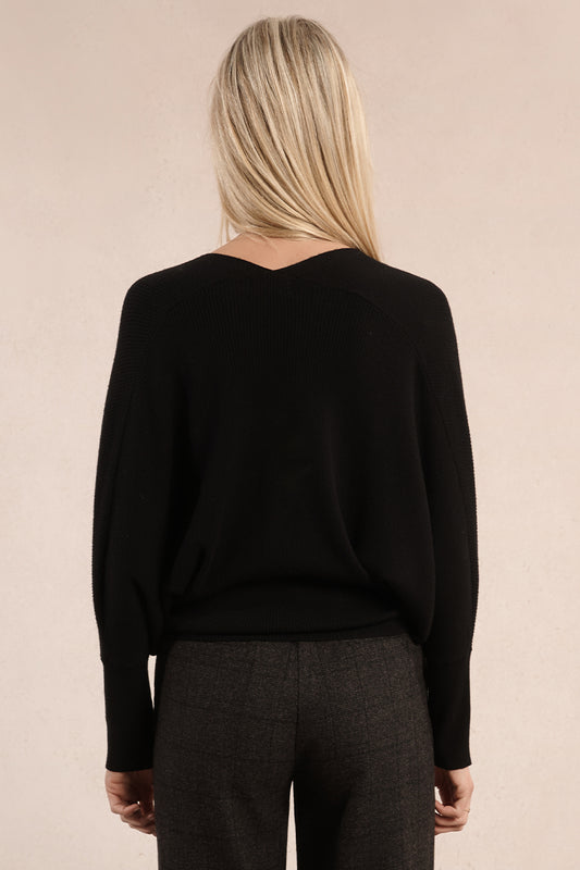 MB Black Tie Front Sweater