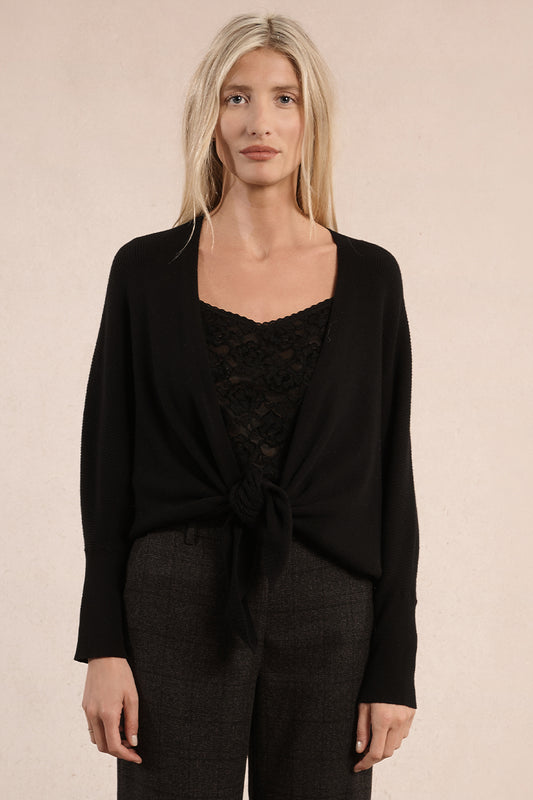 MB Black Tie Front Sweater