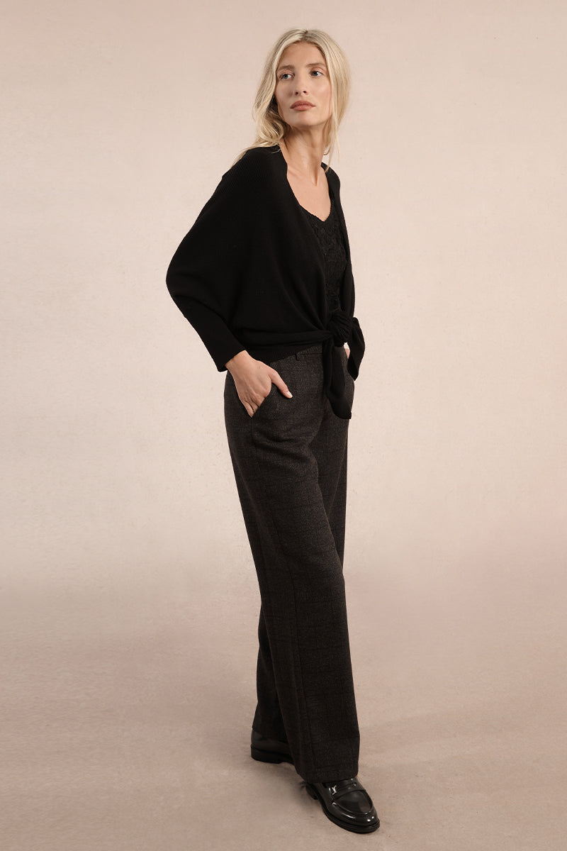 MB Black Tie Front Sweater