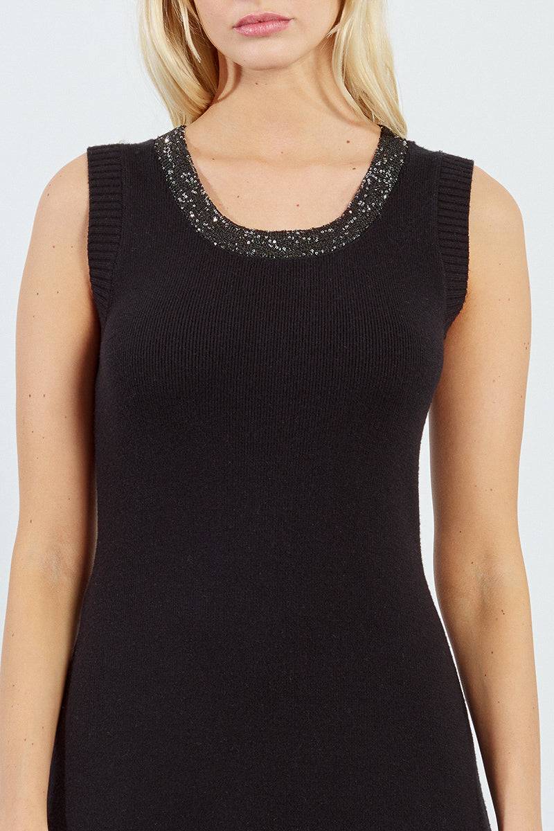 MB Sparkle Trim Black Dress